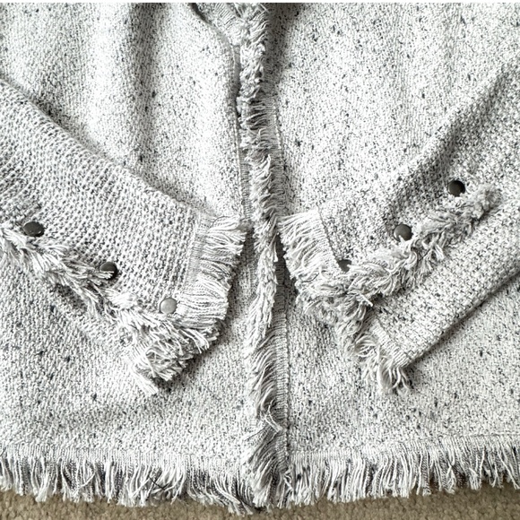 Nic + Zoe Fringe Blazer Mixed Knit Jacket Sugar Cookie Sweater Knit Fringe Large - Picture 11 of 16